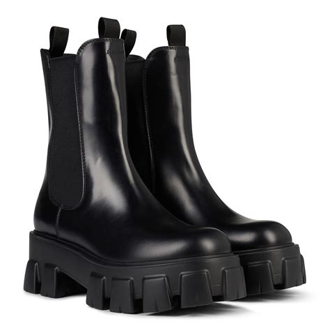 prada monolith brushed leather booties